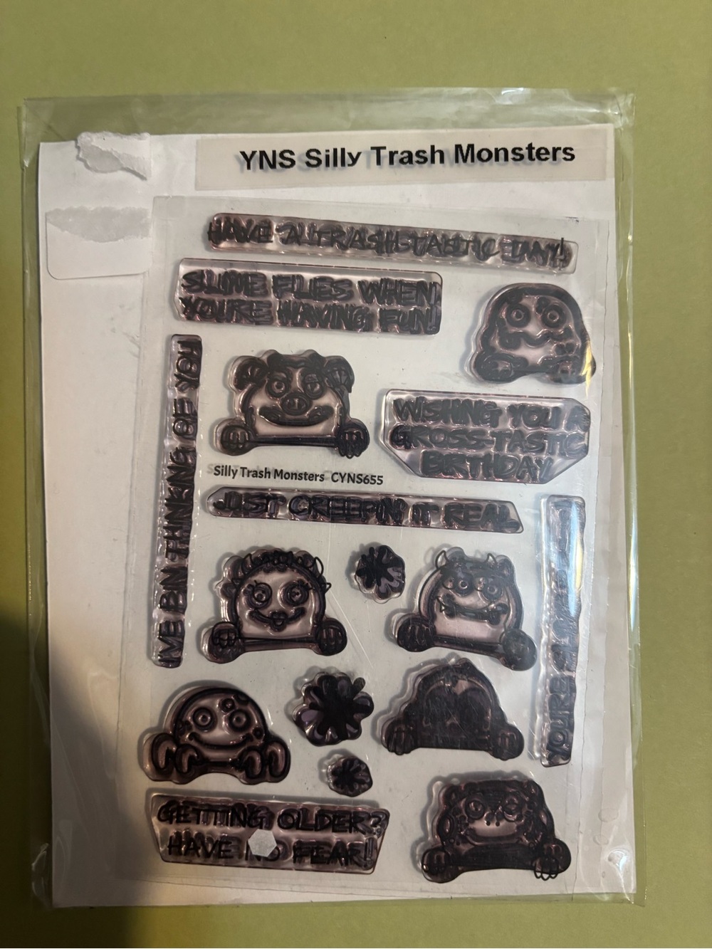 Silly Trash Monsters Clear Stamp Set - Black